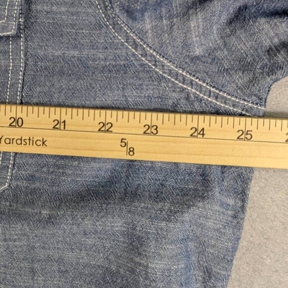 Woolrich Chambrey Shirt Mens XL Button Up Denim Blue Short Sleeve Vacation Beach - Picture 7 of 12